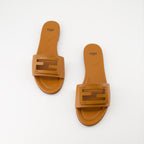 Sapatos abertos Sandales Baguette en cuir Fendi Marrom Femme