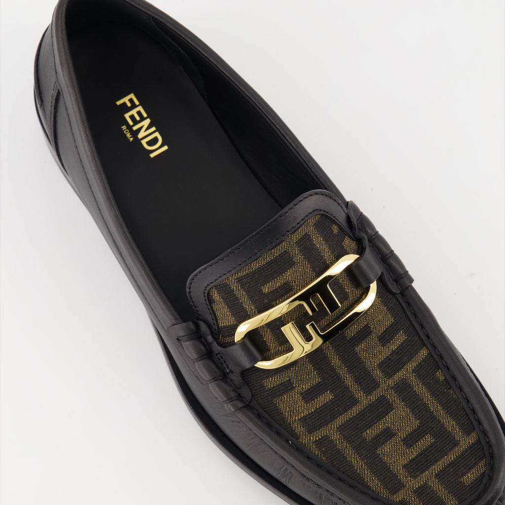 Loafers Fendi O'Lock Leather Loafers Fendi Black Homme