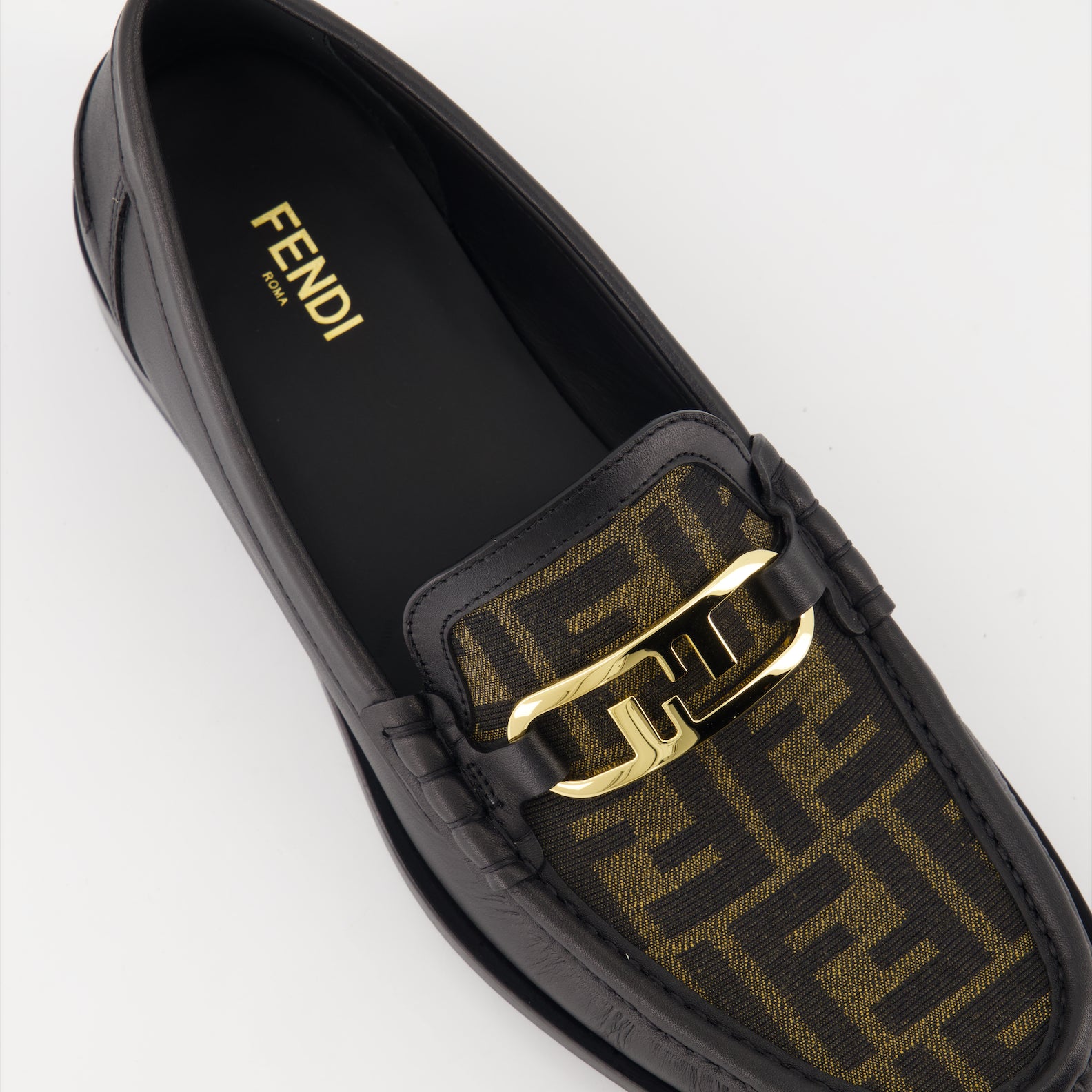 Loafers Fendi O'Lock Leather Loafers Fendi Black Homme
