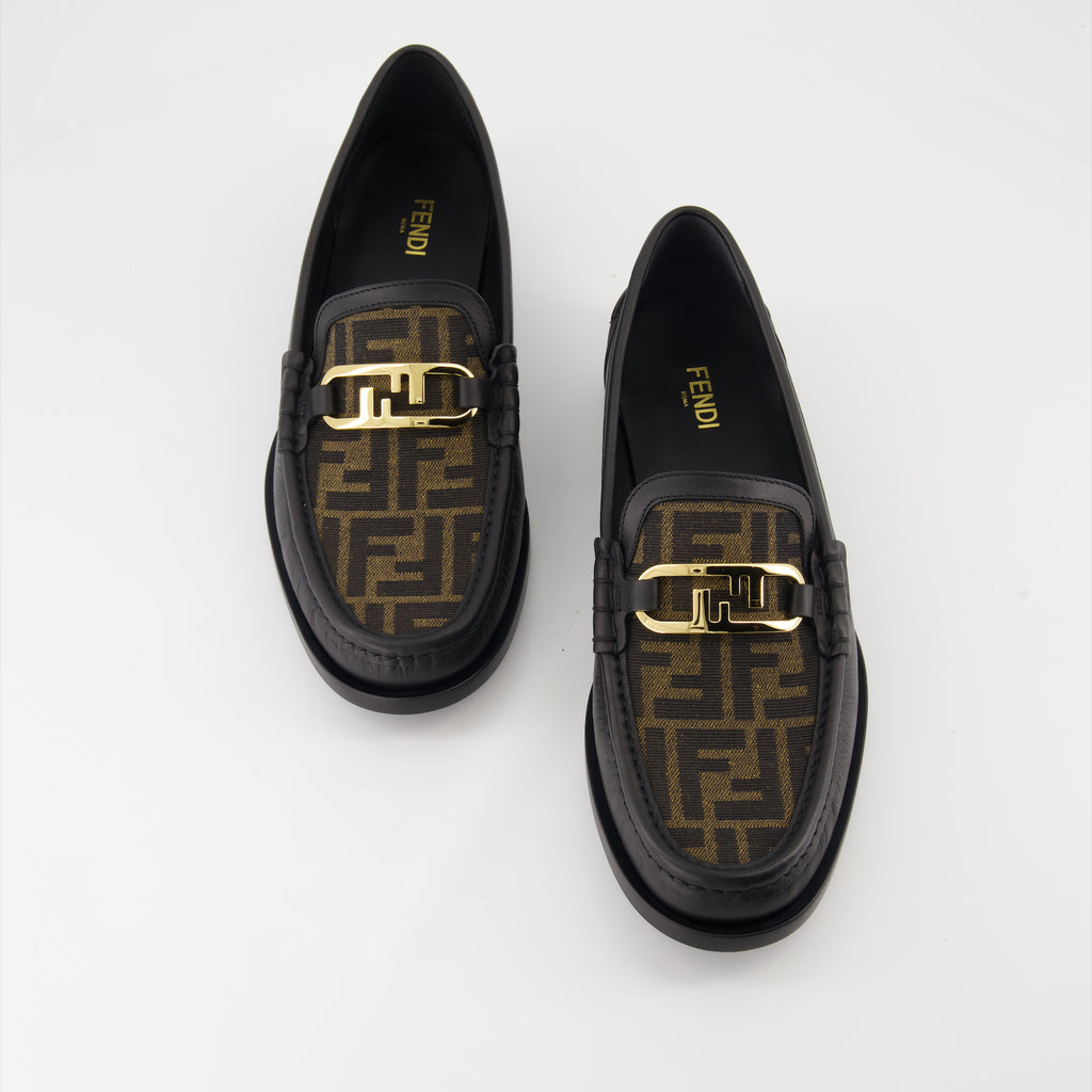 Loafers Fendi O'Lock Leather Loafers Fendi Black Homme