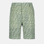 Shorts Short FF en lin Fendi Verde Homme