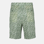 Shorts Short FF en lin Fendi Verde Homme