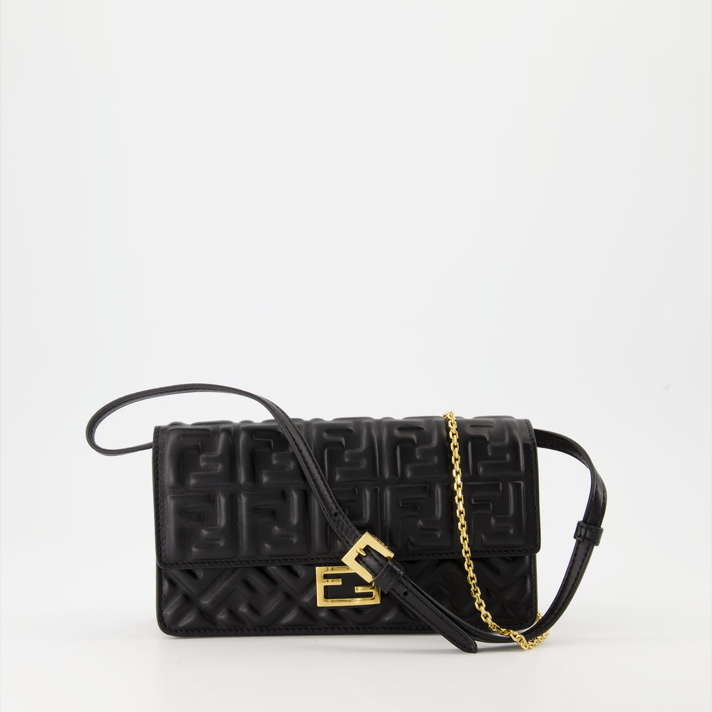 Umhängetaschen Portefeuille à chaîne Baguette Fendi Schwarz Femme