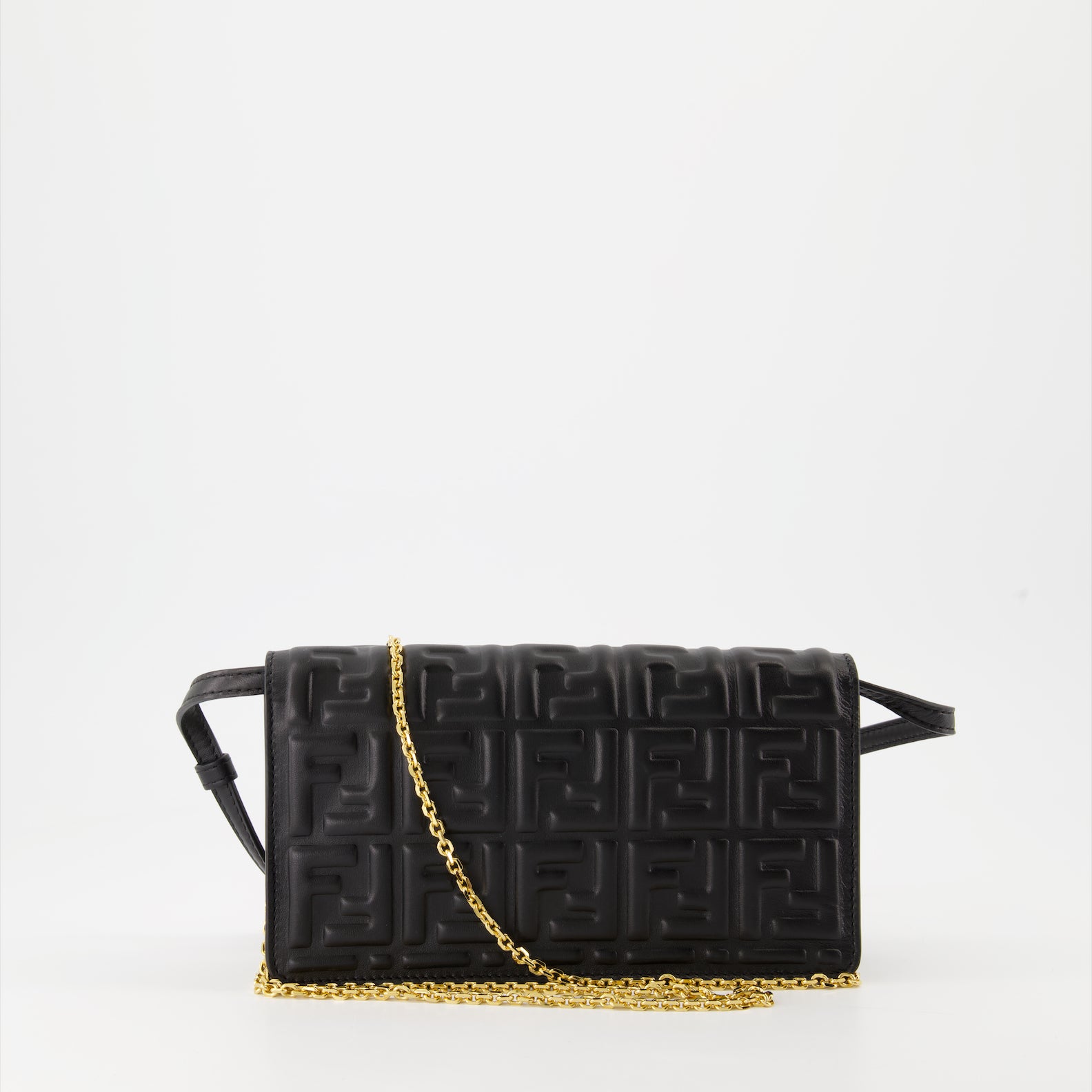 Sacs bandoulière Portefeuille à chaîne Baguette Fendi Noir Femme