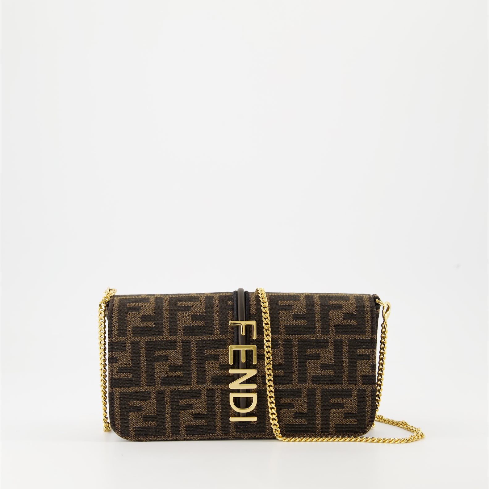 Crossbody bags Portefeuille à chaîne Fendigraphy Fendi Brown Femme
