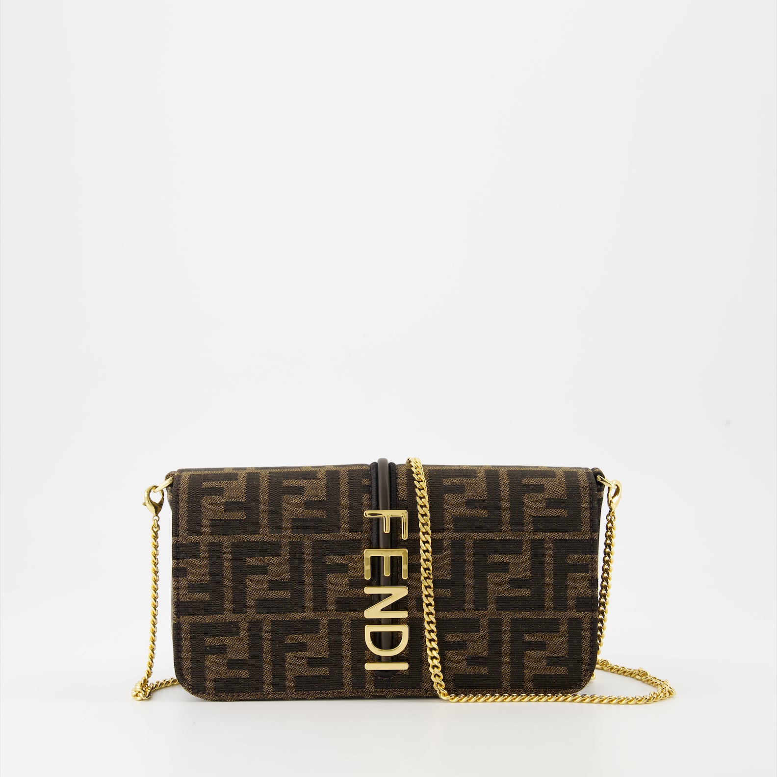 Crossbody bags Portefeuille à chaîne Fendigraphy Fendi Brown Femme