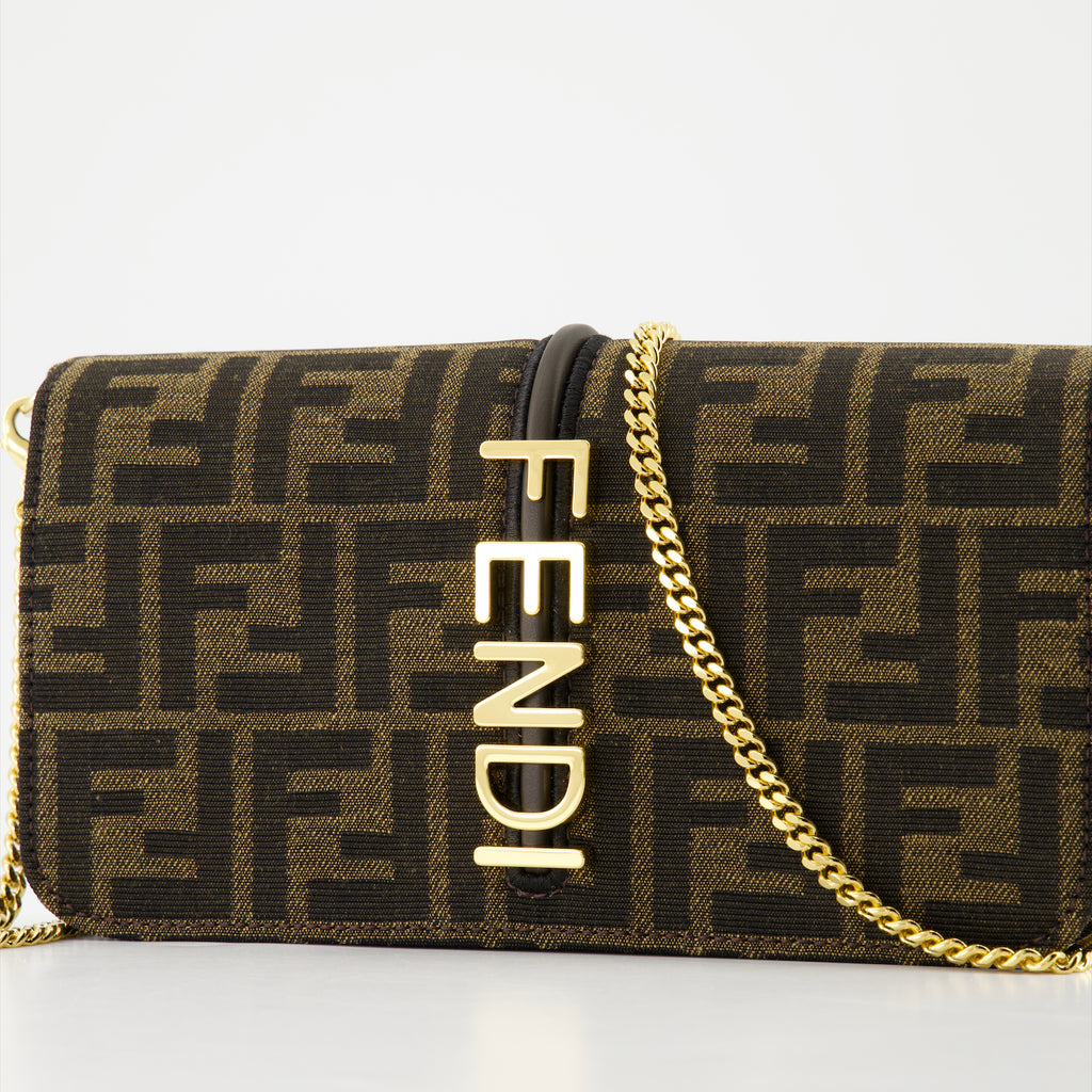 Bolsas transversais Portefeuille à chaîne Fendigraphy Fendi Marrom Femme