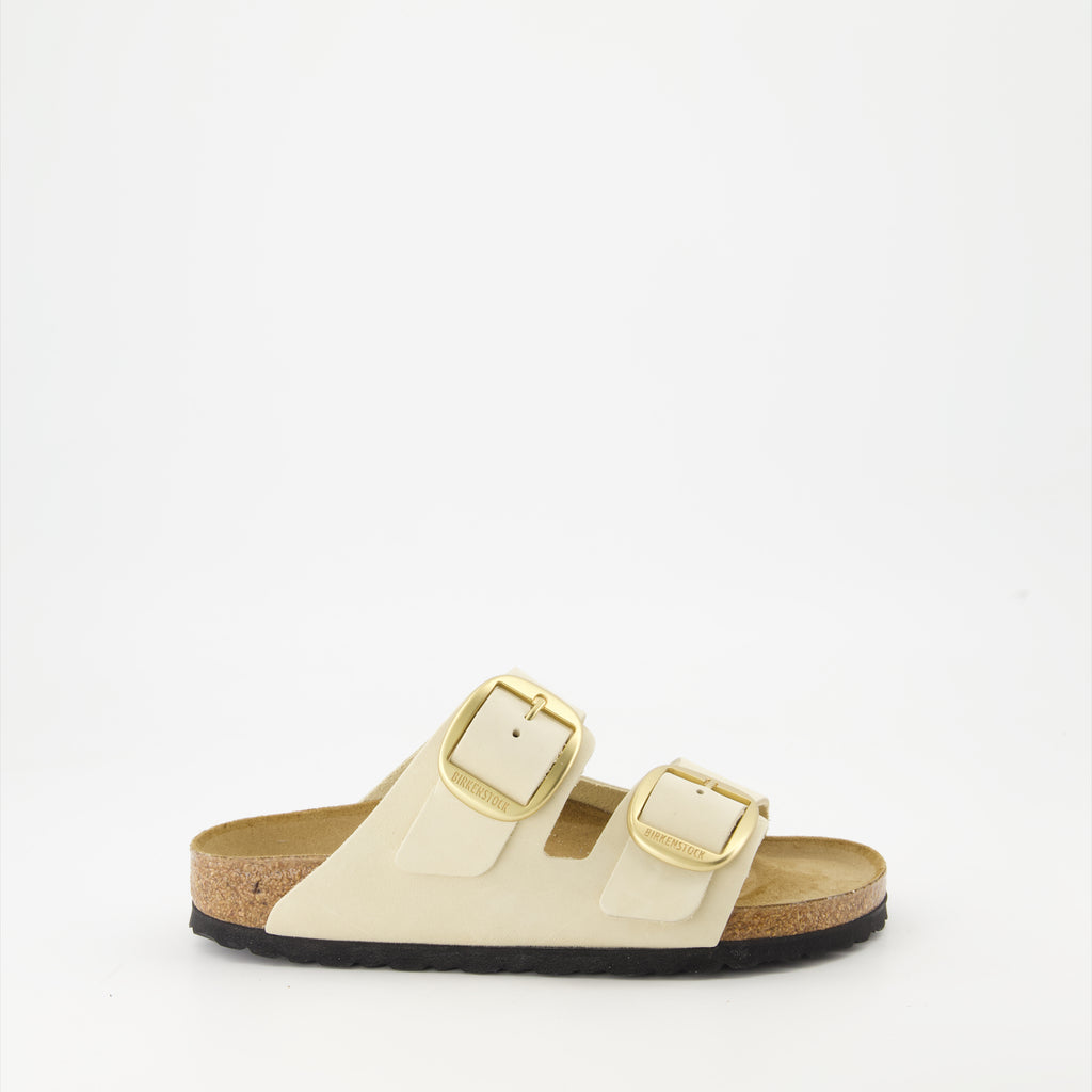 Open shoes Claquettes Arizona Big Buckle Birkenstock Beige Femme