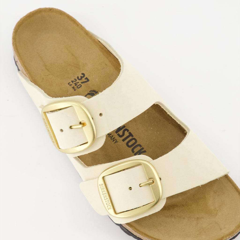 Open shoes Claquettes Arizona Big Buckle Birkenstock Beige Femme