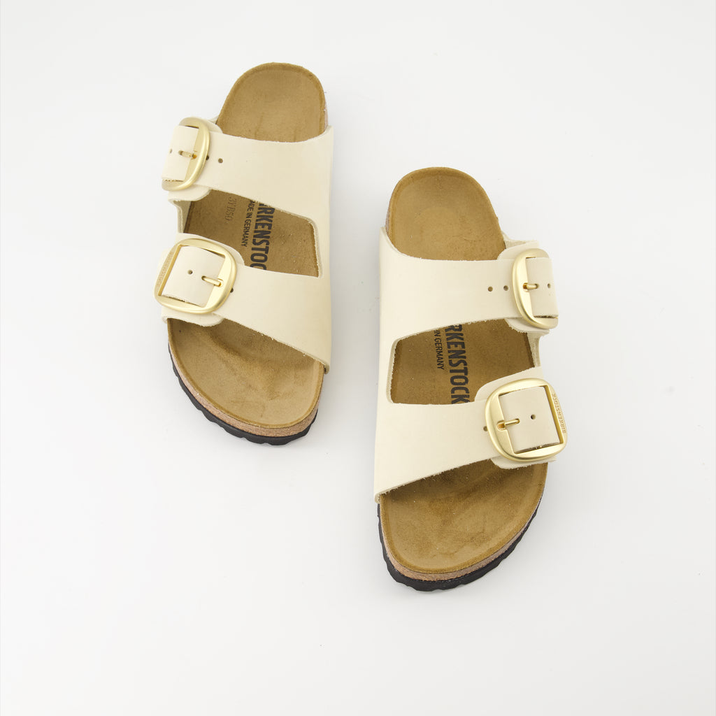 Open shoes Claquettes Arizona Big Buckle Birkenstock Beige Femme