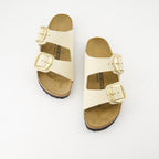 Open shoes Claquettes Arizona Big Buckle Birkenstock Beige Femme