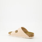 Offene schuhe Arizona Birko-Flor Hausschuhe Birkenstock Beige Femme