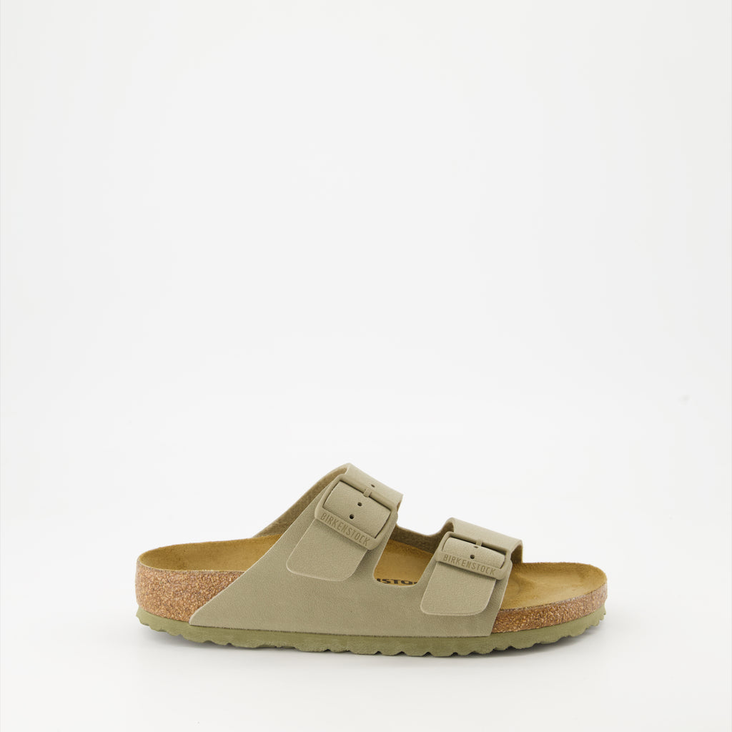 Offene schuhe Claquettes Arizona Birko-Flor Birkenstock Khaki Femme