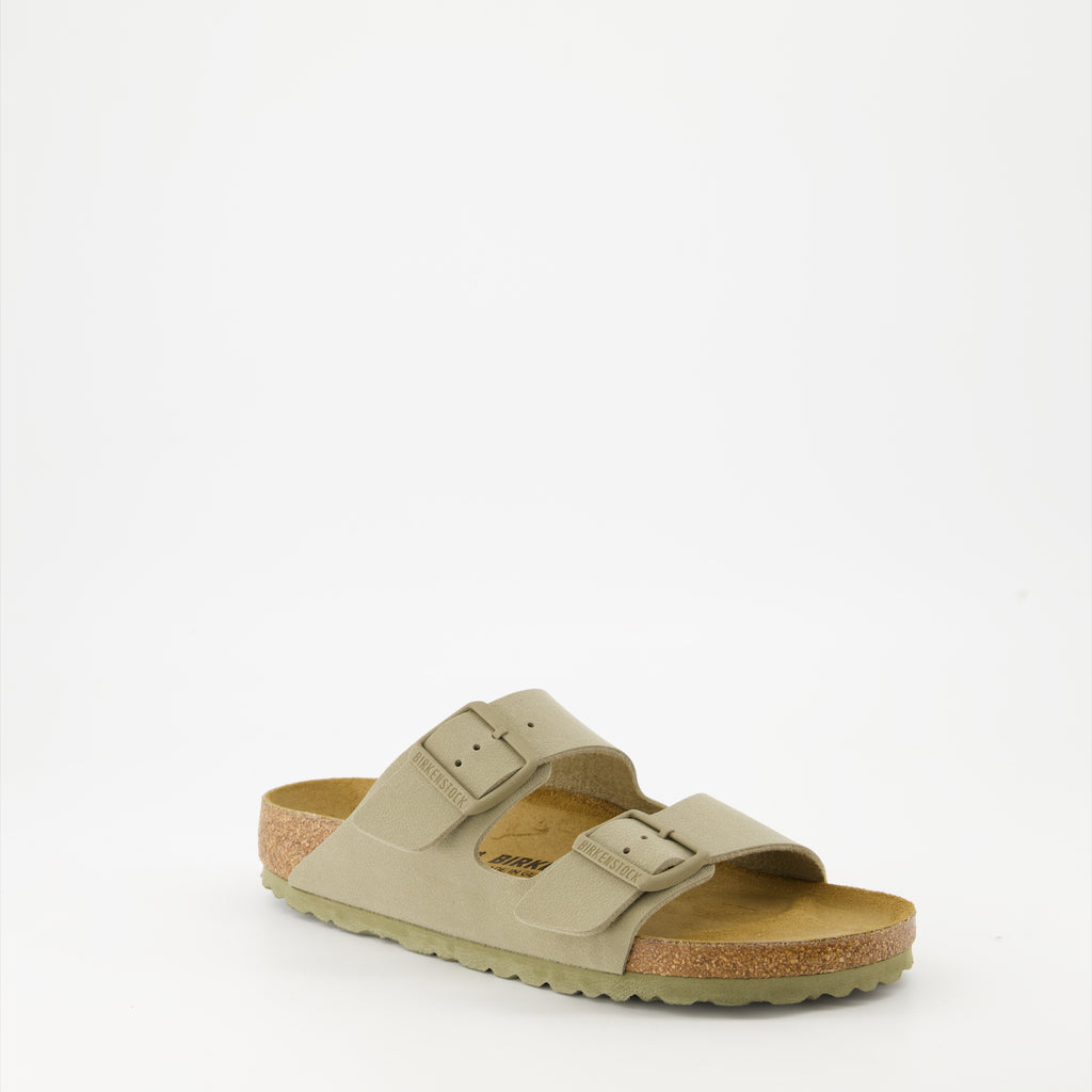 Offene schuhe Claquettes Arizona Birko-Flor Birkenstock Khaki Femme