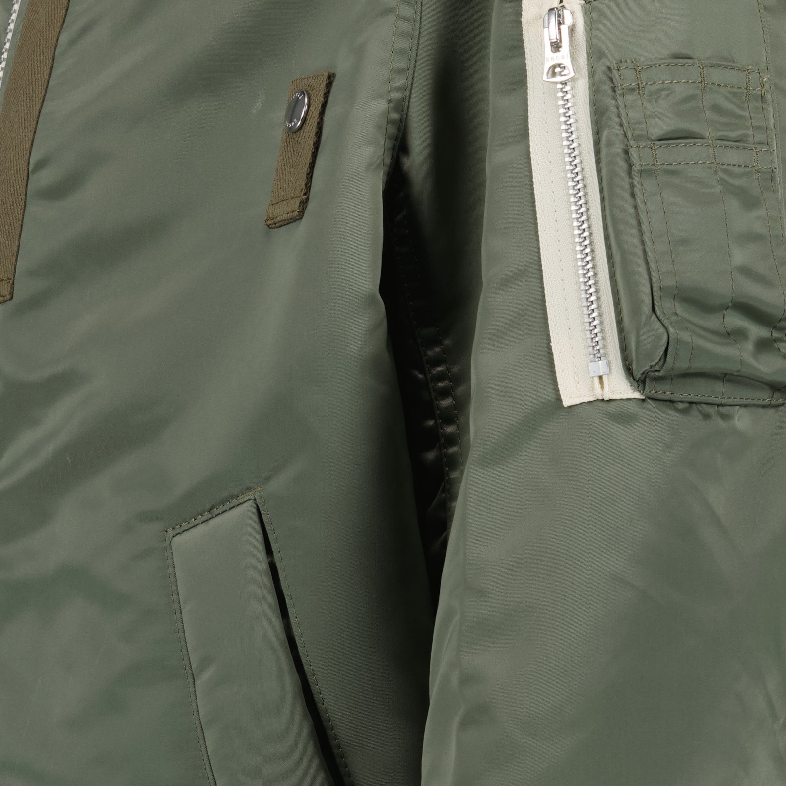 Vestes Bomber en sergé de nylon Sacai Kaki Homme