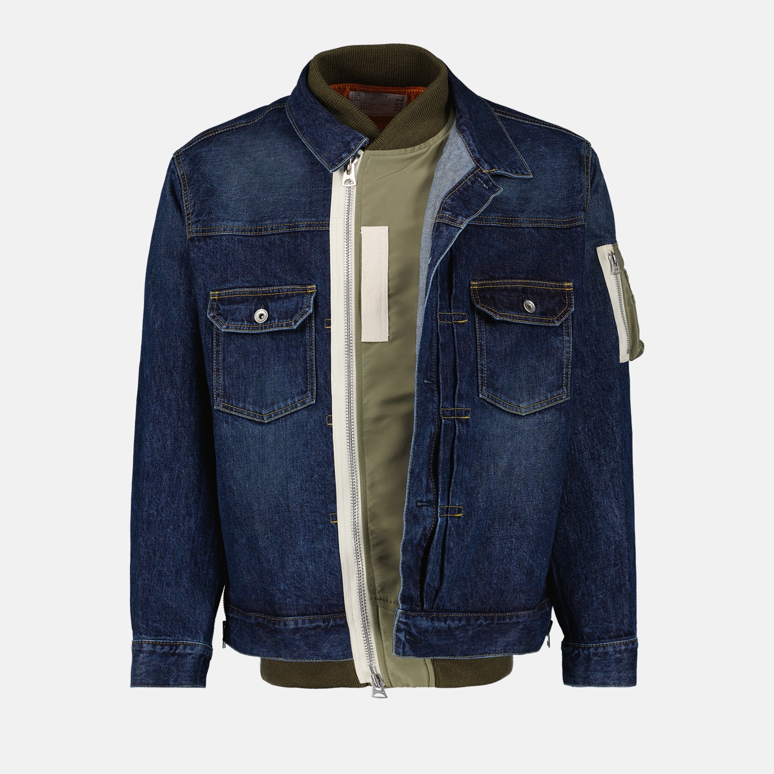 Veste hybride en denim et nylon