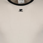 T-shirts T-shirt contraste Réédition Courrèges Beige Homme