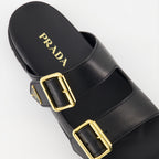 Chaussures ouvertes Claquettes en cuir Prada Noir Femme