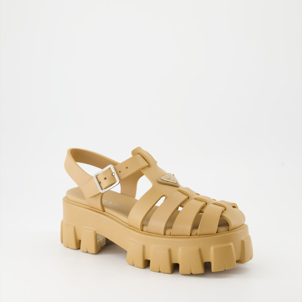Chaussures ouvertes Sandales Monolith Prada Beige Femme
