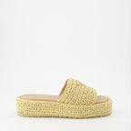 Offene schuhe Mules en raphia Prada Beige Femme