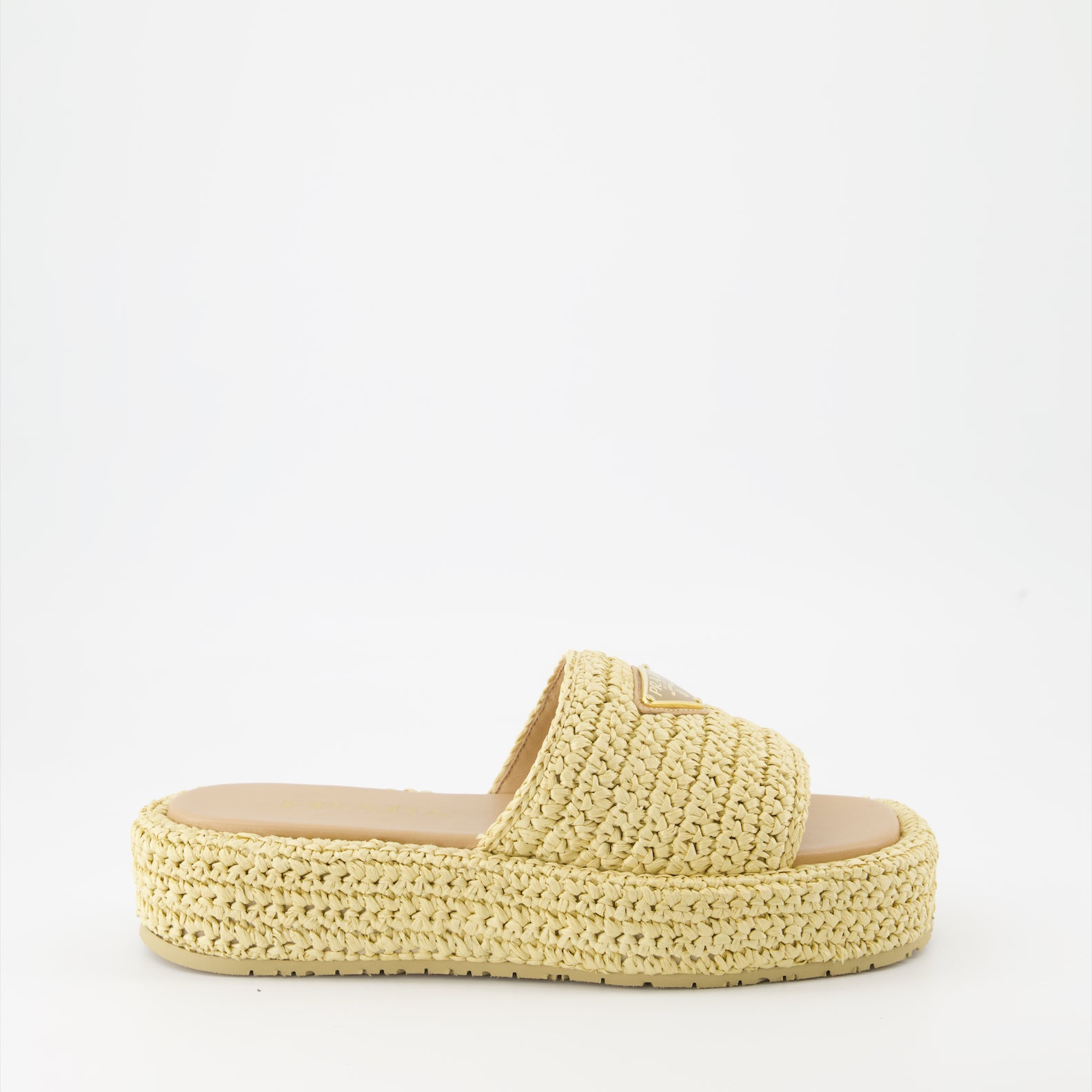 Offene schuhe Mules en raphia Prada Beige Femme