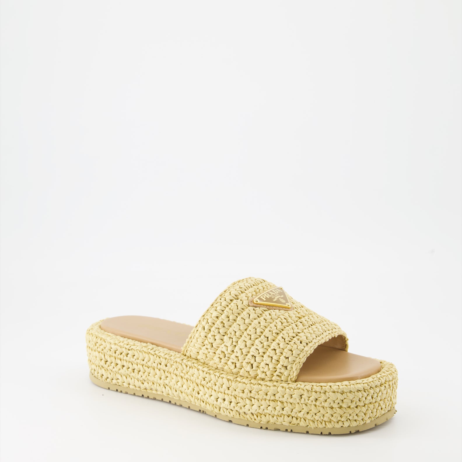 Offene schuhe Mules en raphia Prada Beige Femme