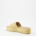 Offene schuhe Mules en raphia Prada Beige Femme