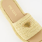 Offene schuhe Mules en raphia Prada Beige Femme