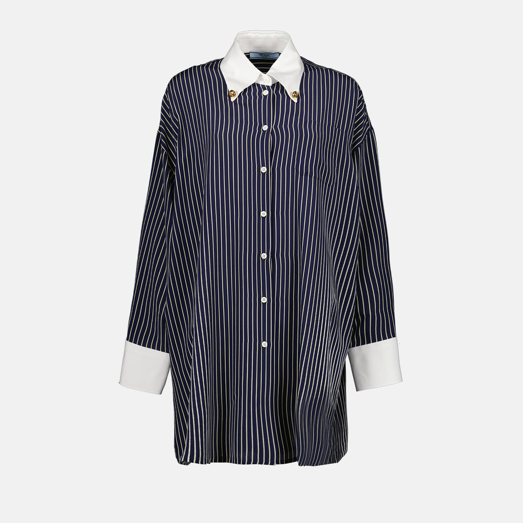 Shirts Oversized Striped Shirt Prada Dark blue Women