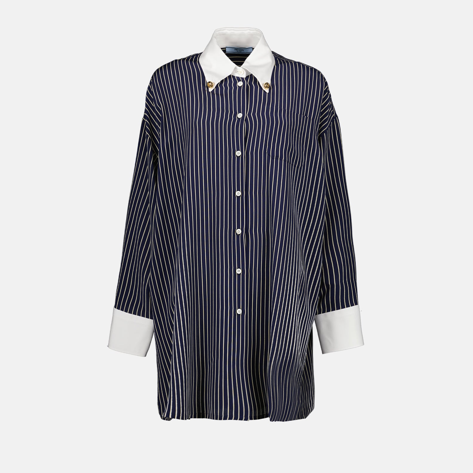 Shirts Oversized Striped Shirt Prada Dark blue Women