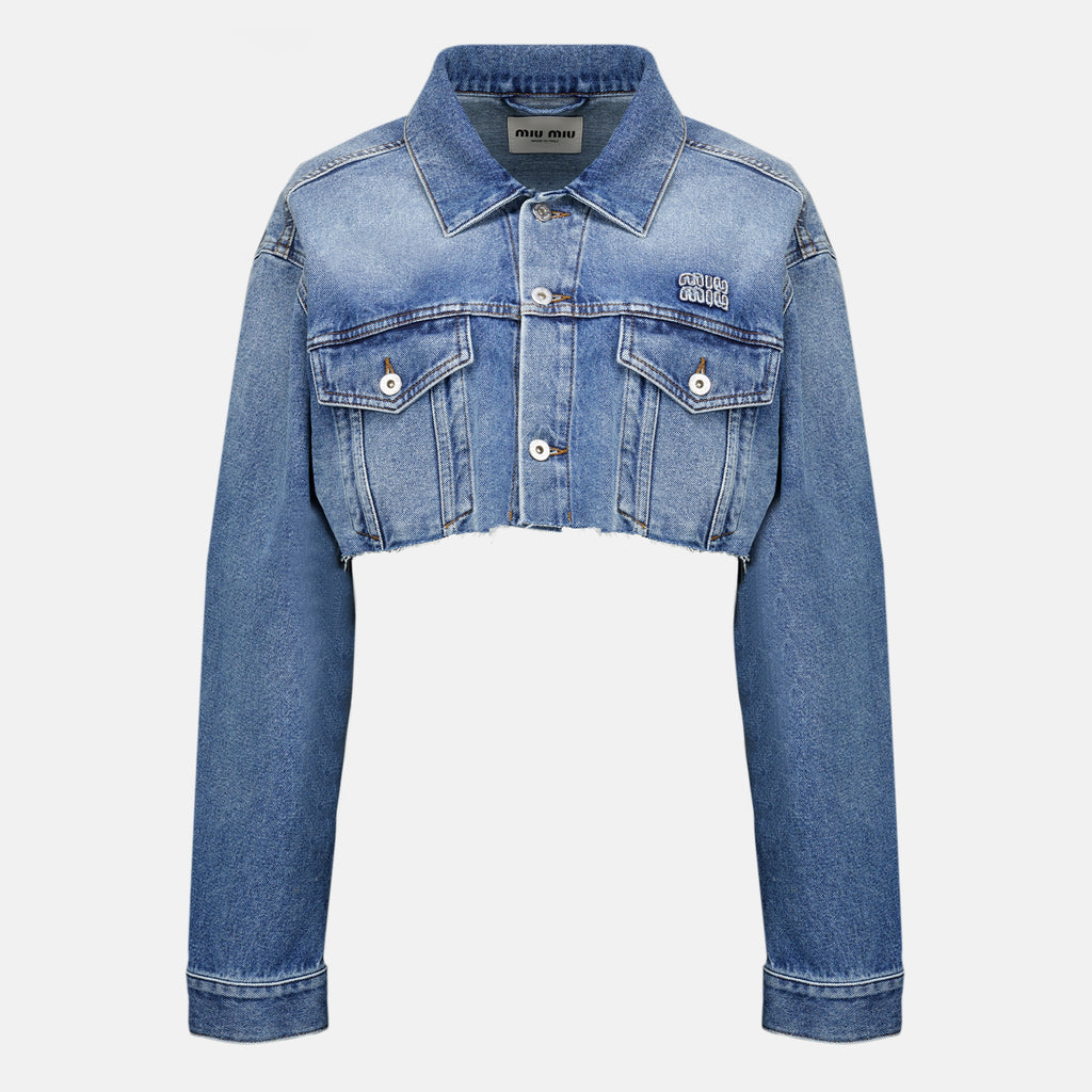 Vestes Casaco de Denim Azul Curto Miu Miu Bleu Femme