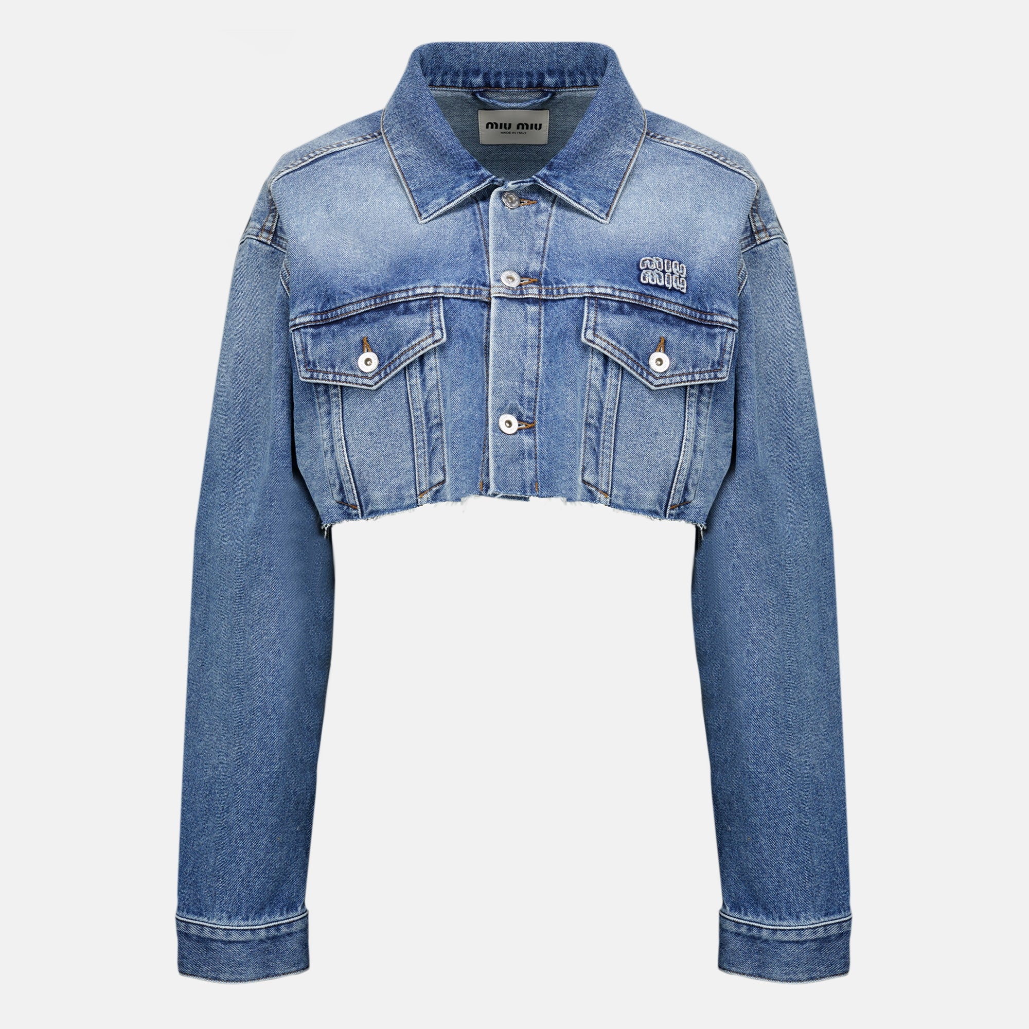 Vestes Casaco de Denim Azul Curto Miu Miu Bleu Femme