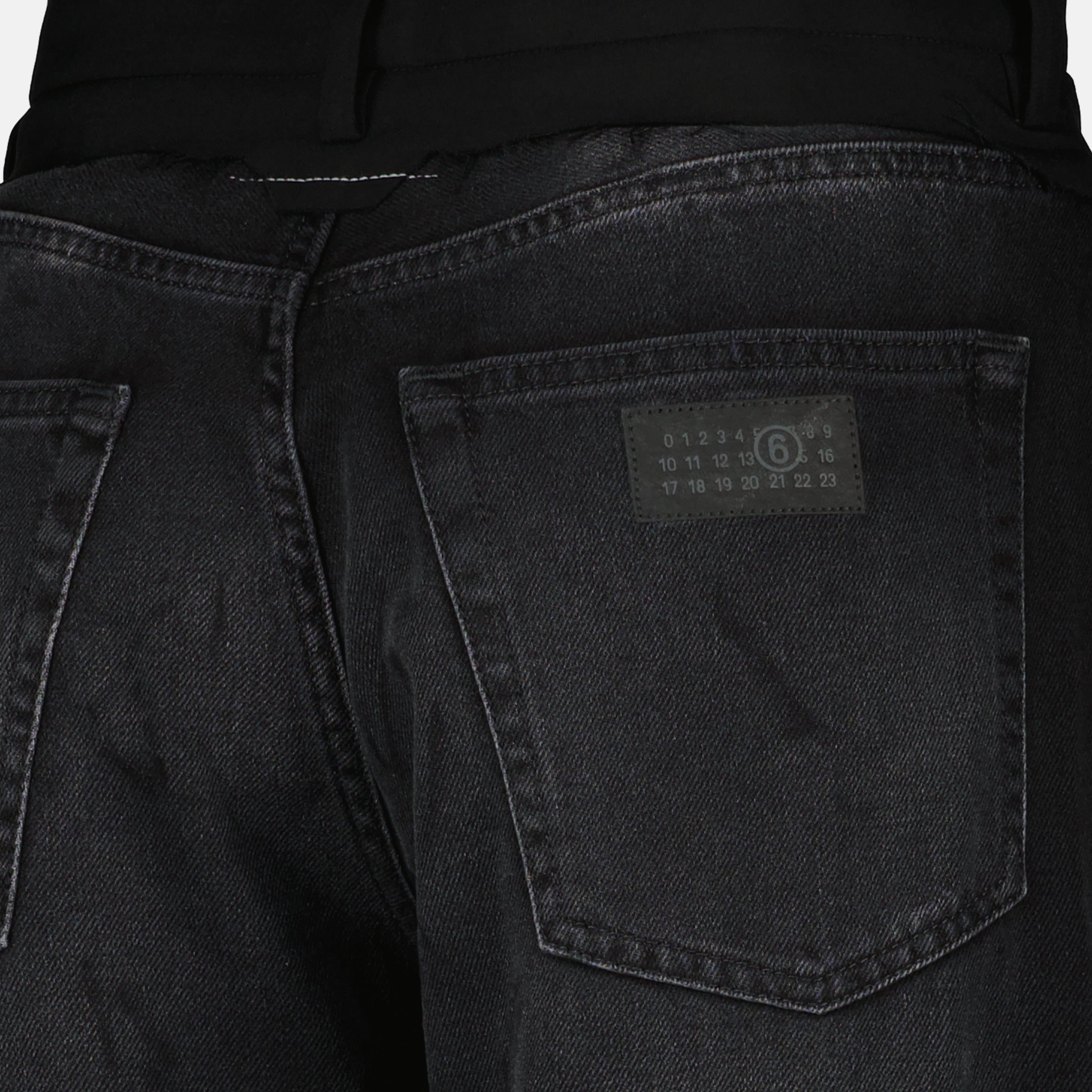 Pantalons Jeans de Denim Negro de Pierna Recta Mm6 Noir Femme