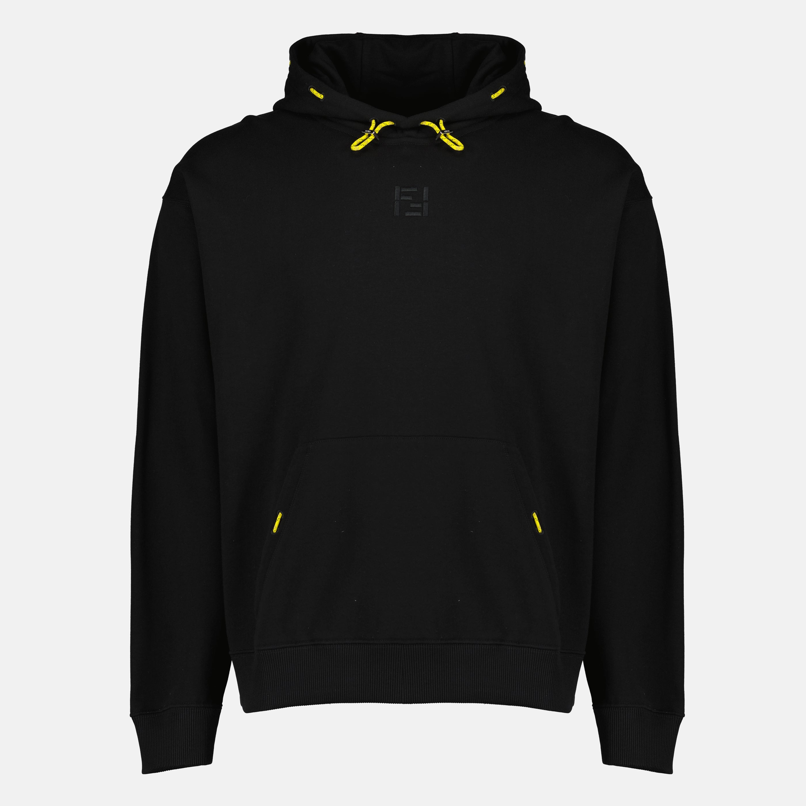 Sweatshirts Sweat à capuche noir en coton Fendi Noir Homme