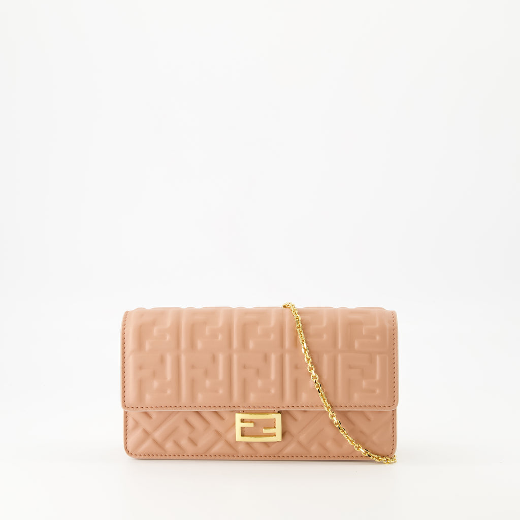 Umhängetaschen Baguette Wallet mit Kette Fendi Rosa Femme