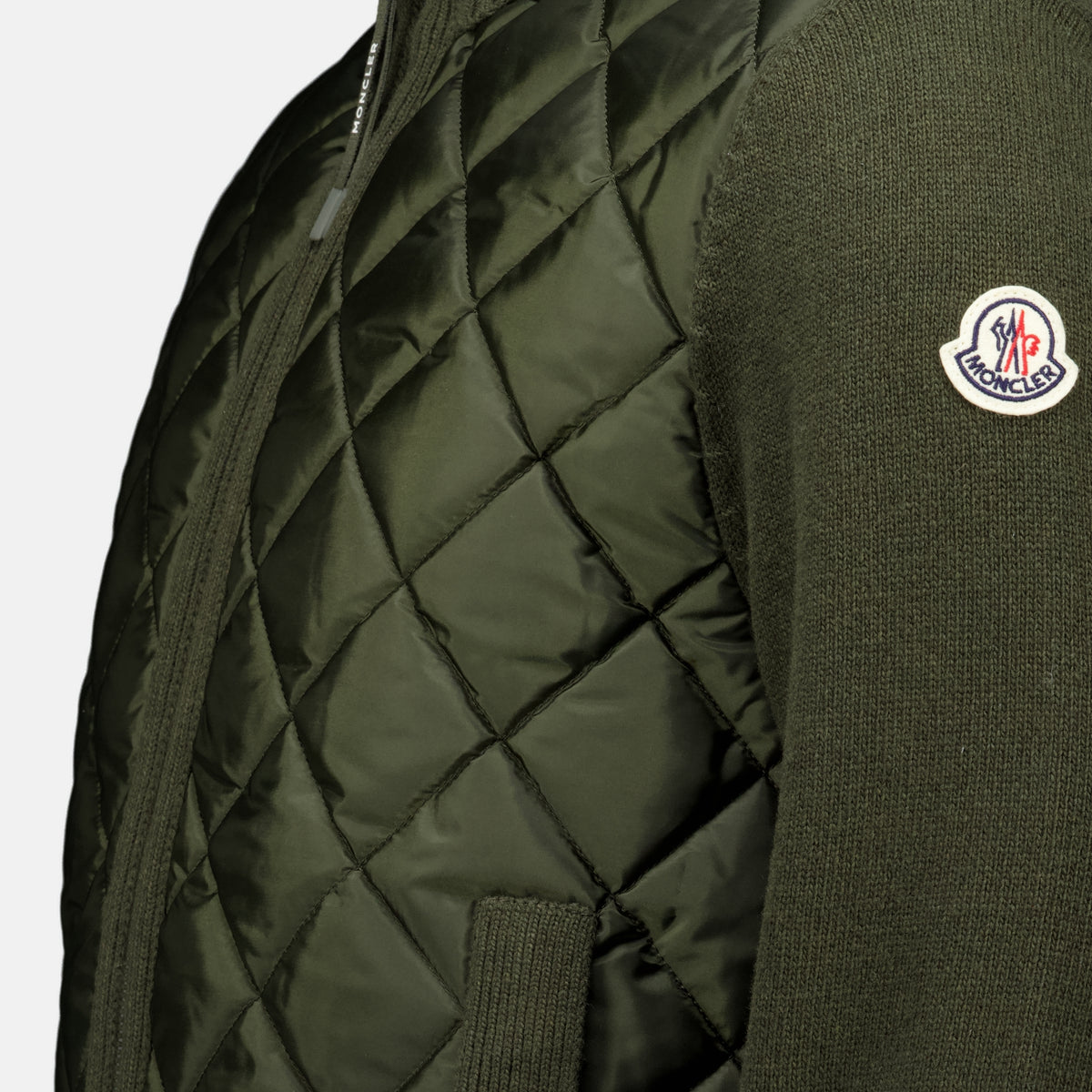 Vestes Zweifarbiger Khaki-Cardigan Moncler Vert Homme