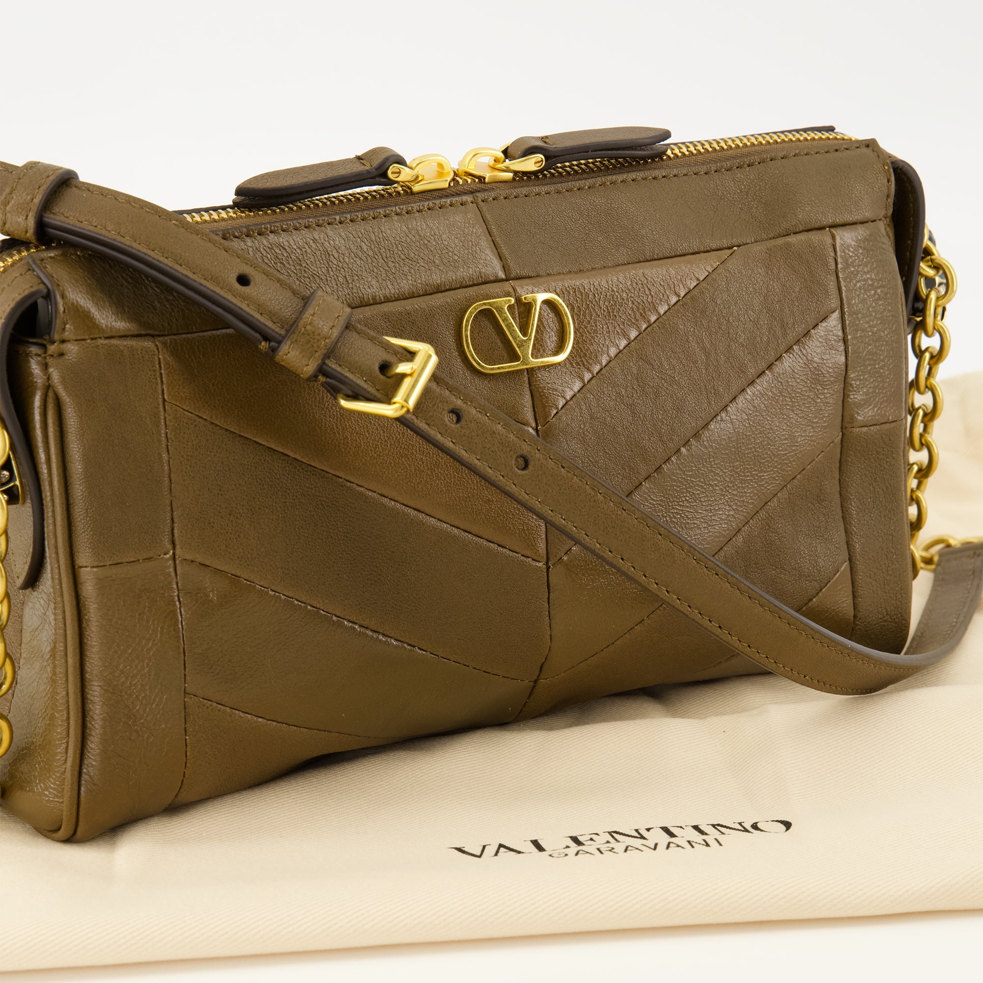Sacs bandoulière Panthea Kleine Brown Leder Tasche Valentino Garavani Kaki Femme
