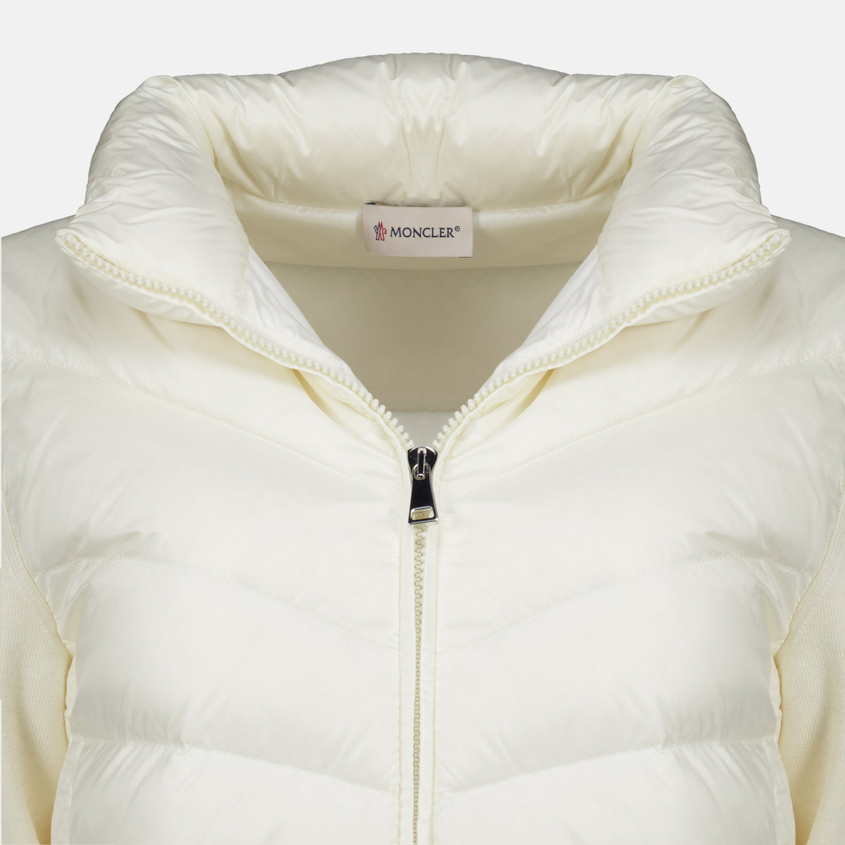 Vestes Weißer Bi-Material Cardigan Moncler Blanc Femme