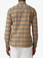 Camisas Camisa de xadrez Burberry Bege Homme