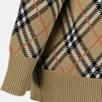 Knitted Check Plaid Cardigan Burberry Beige Women