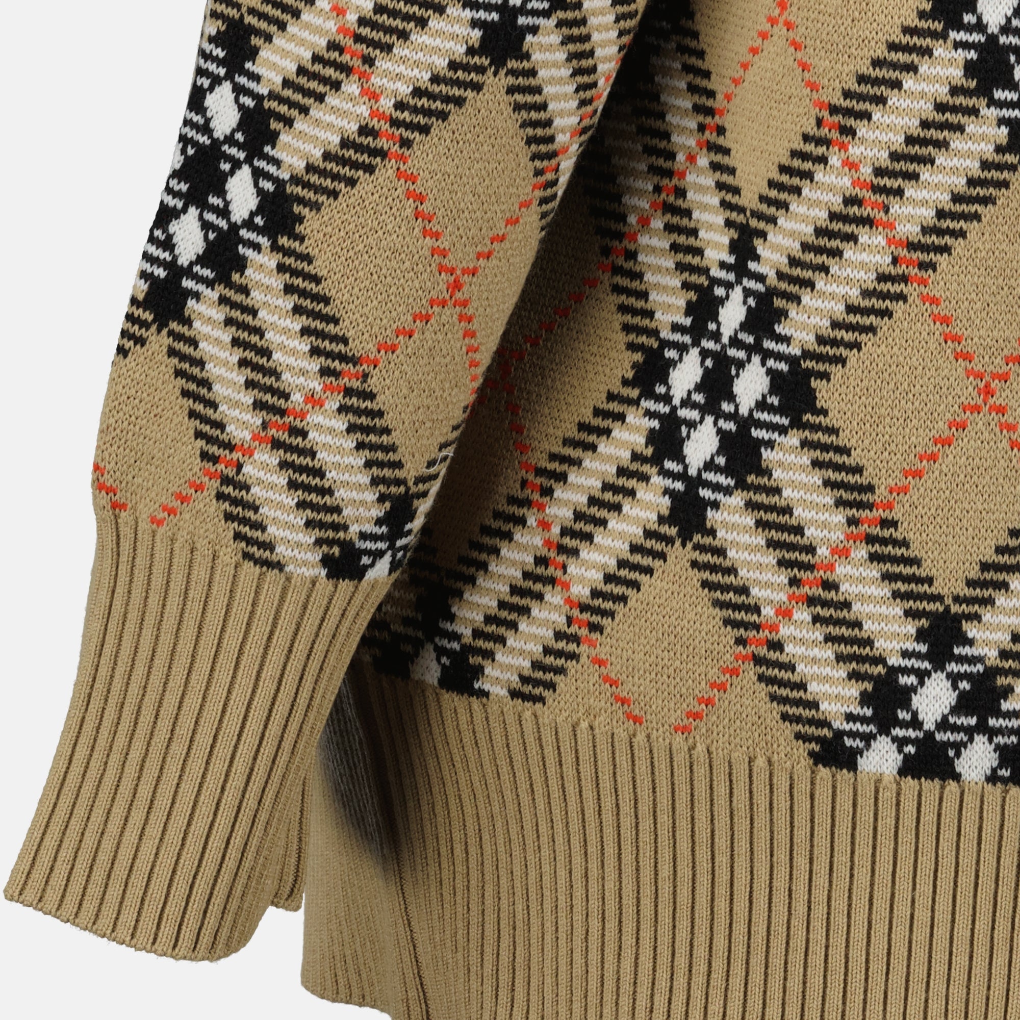 Strick Karo-Plaid Cardigan Burberry Beige Damen