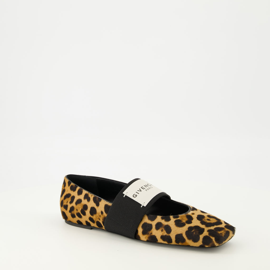 Chaussures plates Ballerines Sliced Square motif léopard Givenchy Marron Femme