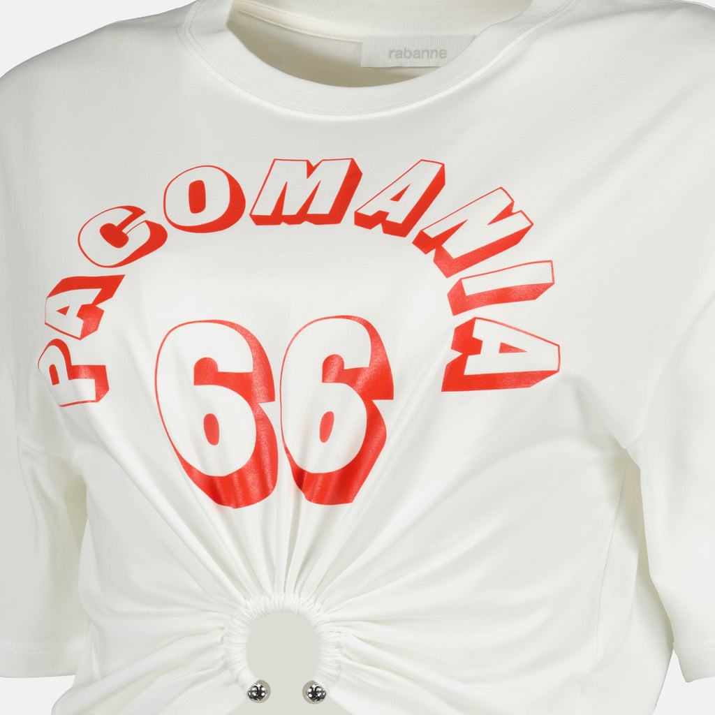 ラバンヌブランドの女性用白コットンピアスTシャツの記事の画像 - 2026年春夏シーズン - 詳細ビュー_1