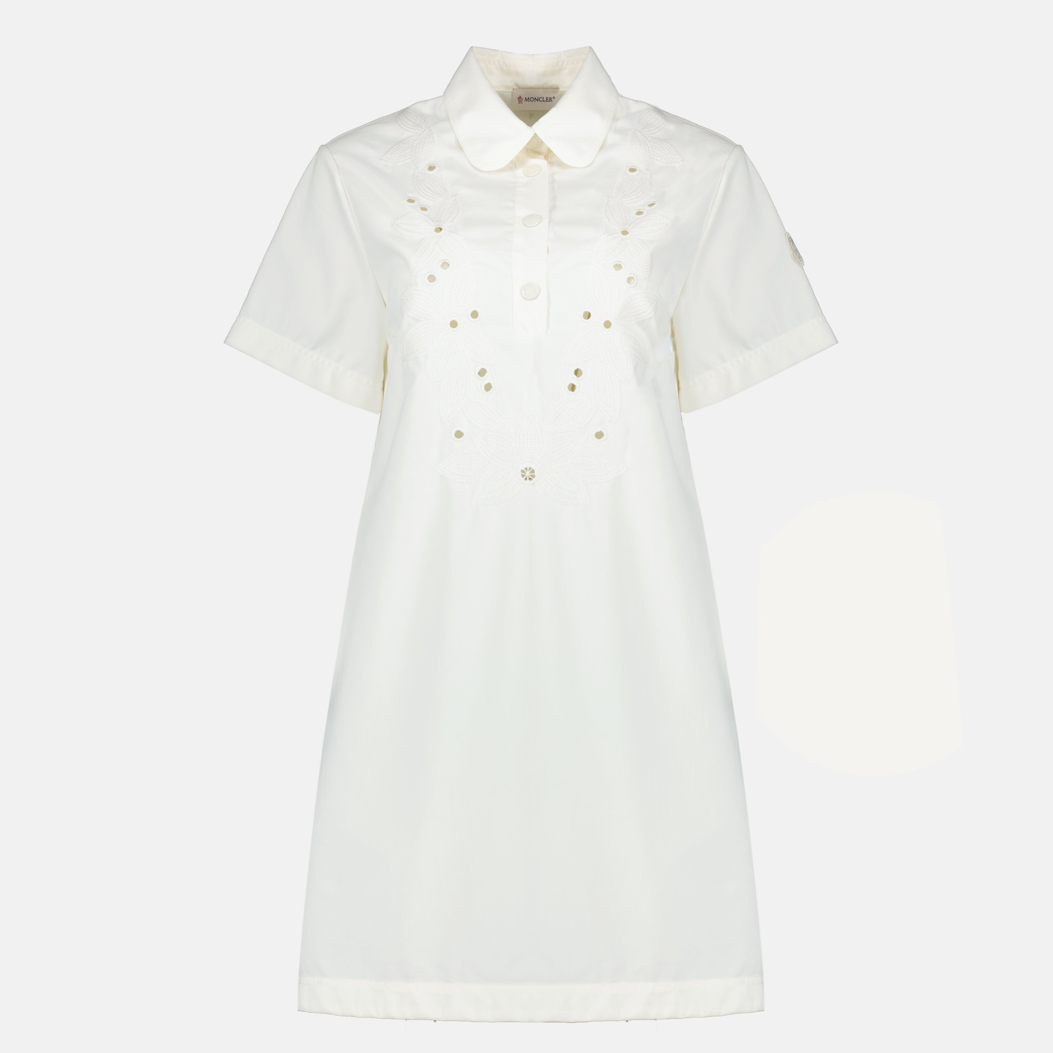 Robes Robe chemise brodée blanche en coton Moncler Blanc Femme