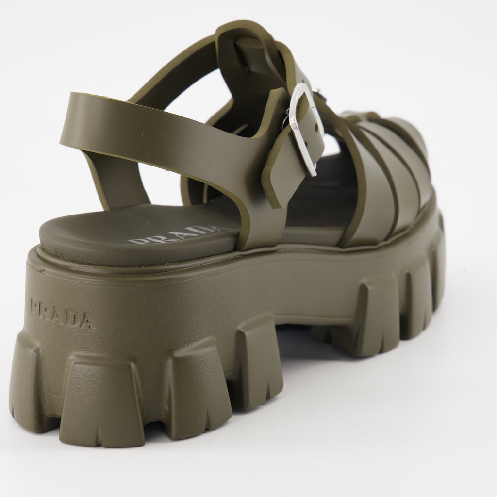 Sapatos abertos Sandales Monolith Prada Cáqui Femme