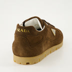 Sneakers Trail Sneakers in Suede Prada Brown Homme