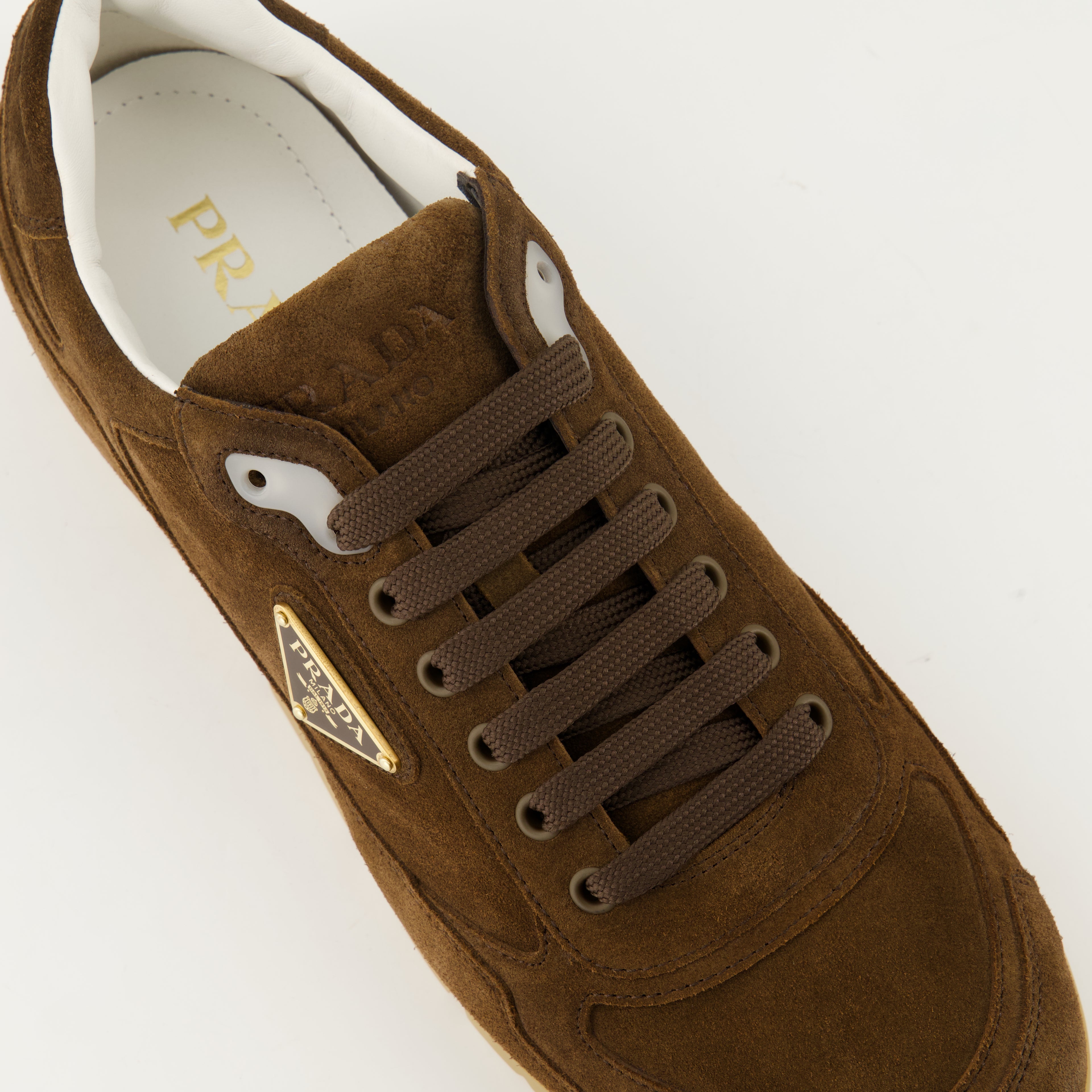 Sneakers Trail Sneakers in Suede Prada Brown Homme