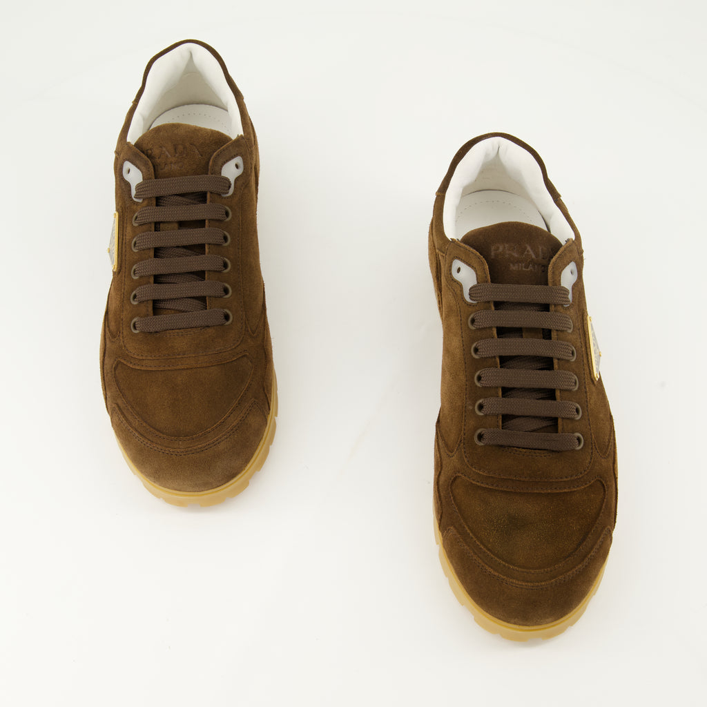 Sneakers Trail Sneakers in Suede Prada Brown Homme