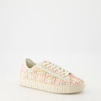 Tênis Sapatilhas Greca em Tweed Versace Rosa Femme