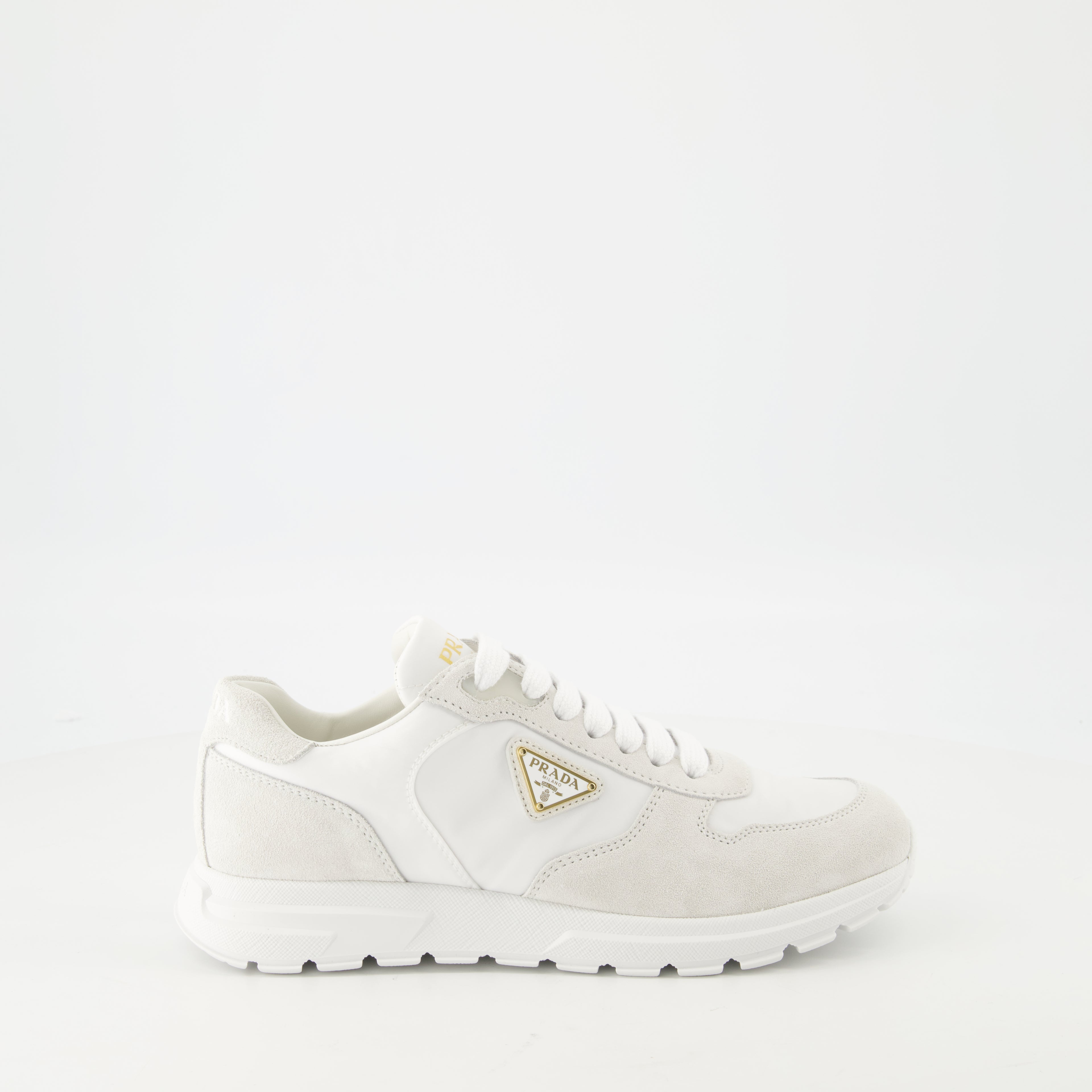 Sneakers Nylon and Leather Sneakers Prada White Femme